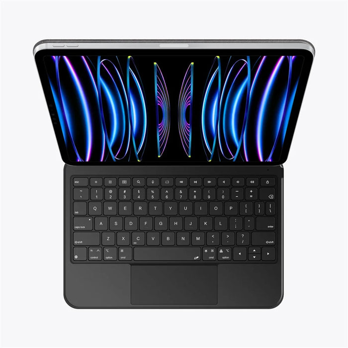 For iPad Pro 13 (2025) / (2024) Leather Case Magnetic Floating Bluetooth-compatible Keyboard with Touchpad - Black - 2