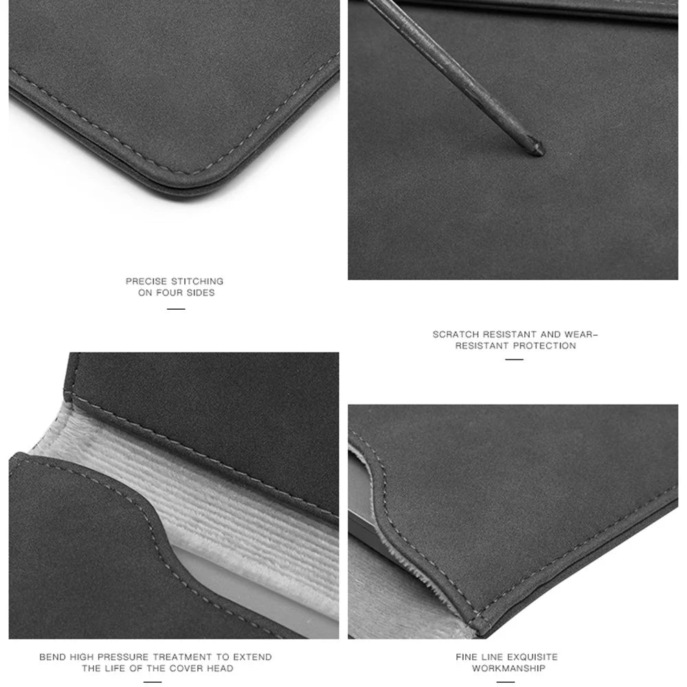 HL0130  16 inch Laptop Bag for MacBook Pro 16 inch (2026) A3429 A3428 / (2025) A3186 A3403 / (2024) A2991 / (2023) A2780 / (2021) A2485 Leather Notebook Sleeve Mouse - Black - 3
