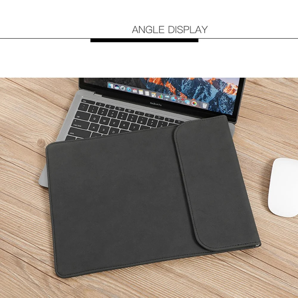HL0130  16 inch Laptop Bag for MacBook Pro 16 inch (2026) A3429 A3428 / (2025) A3186 A3403 / (2024) A2991 / (2023) A2780 / (2021) A2485 Leather Notebook Sleeve Mouse - Black - 4