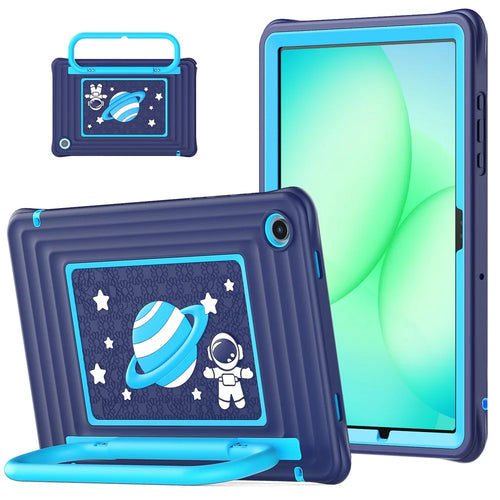 Kids Tablet Case for Samsung Galaxy Tab A11+ Silicone PC Cover with Kickstand   /  Shoulder Strap - Navy Blue - 1