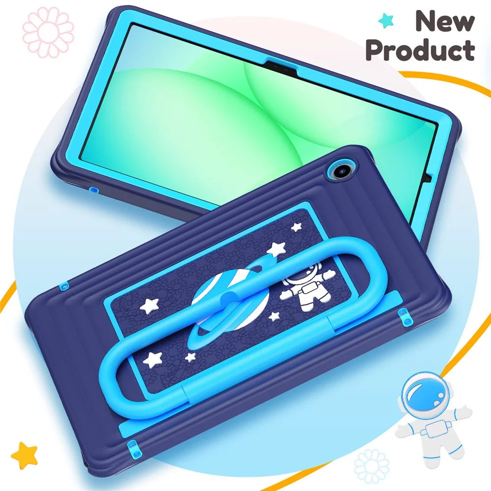 Kids Tablet Case for Samsung Galaxy Tab A11+ Silicone PC Cover with Kickstand   /  Shoulder Strap - Navy Blue - 4