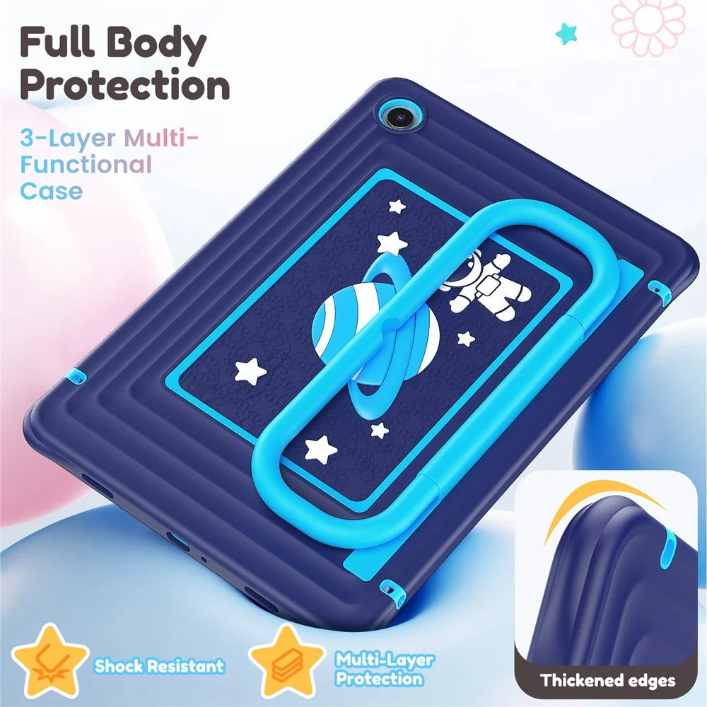Kids Tablet Case for Samsung Galaxy Tab A11+ Silicone PC Cover with Kickstand   /  Shoulder Strap - Navy Blue - 7