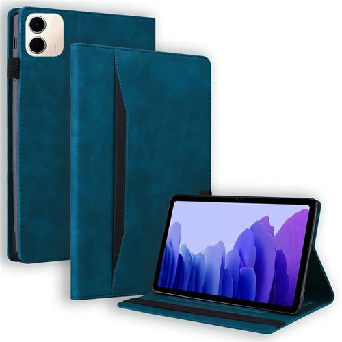 For Realme Pad 3 Case PU Leather Protective Folio Cover with Card Holder - Blue - 1