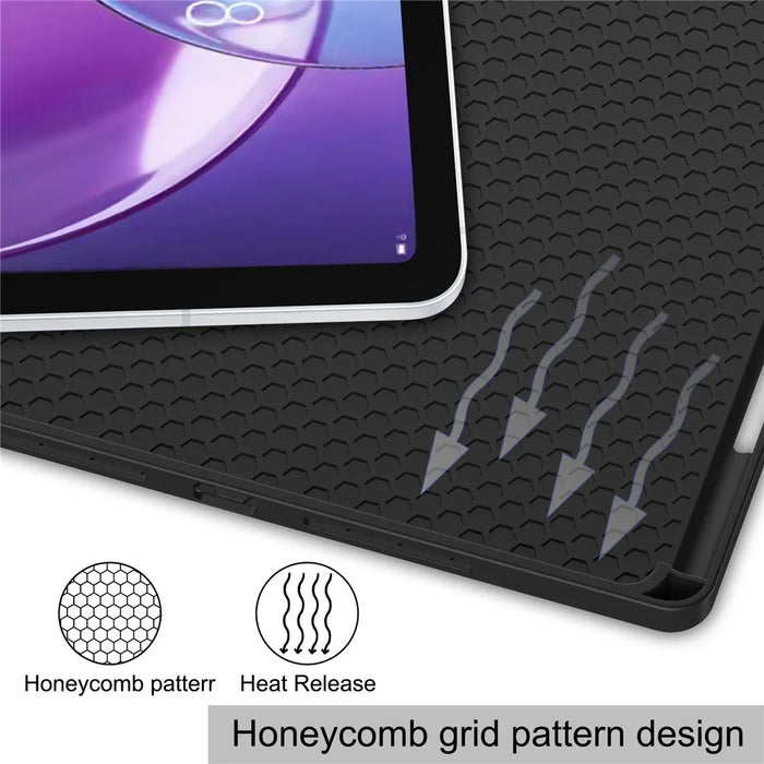 For Lenovo Idea Tab Pro Gen 2 Stand Case Shock-Absorbent Leather Tablet Cover with Pen Slot - Black - 4
