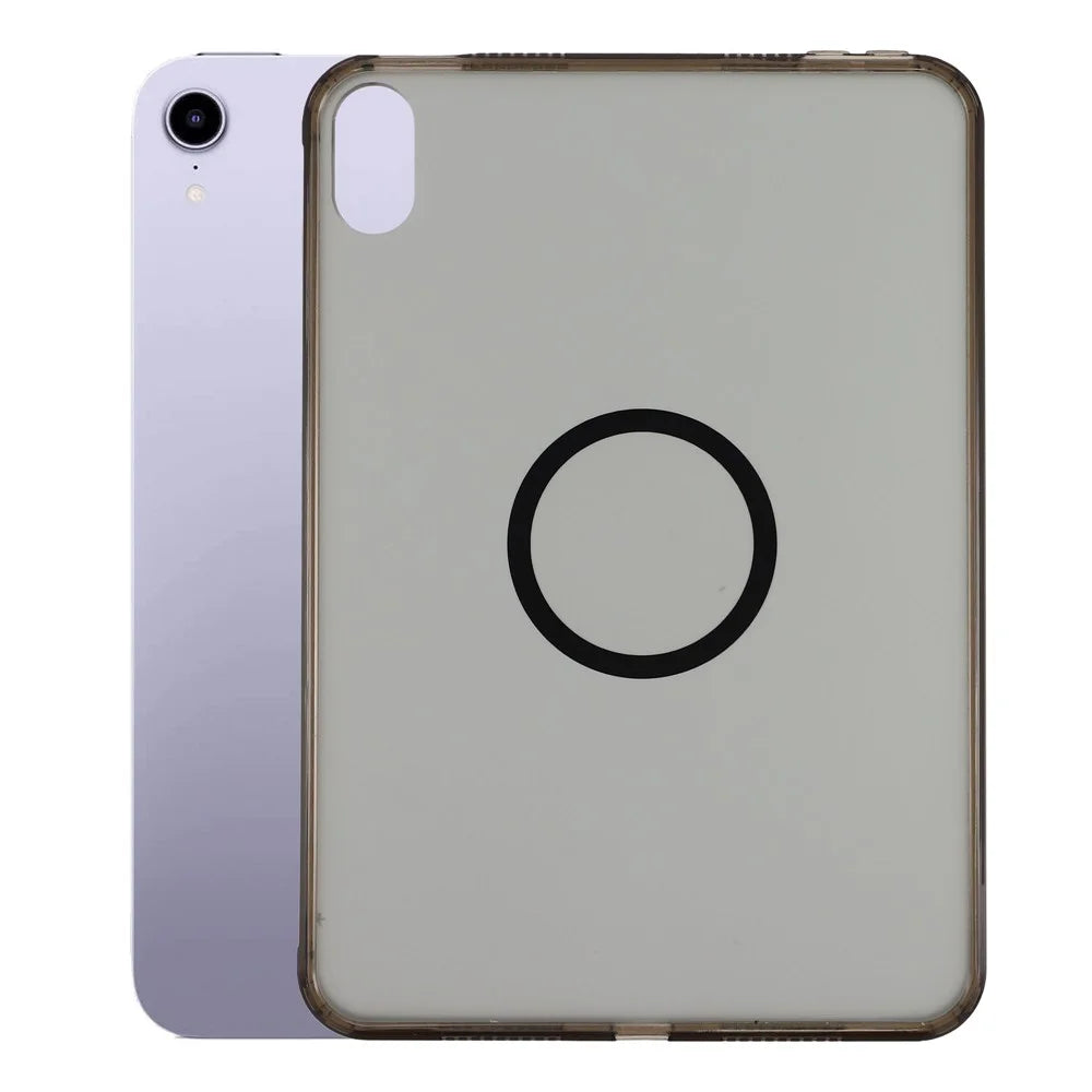 For iPad mini (2024) / (2021) Magnetic Case Skin-touch PC + TPU Anti-drop Cover - Transparent Black - 1