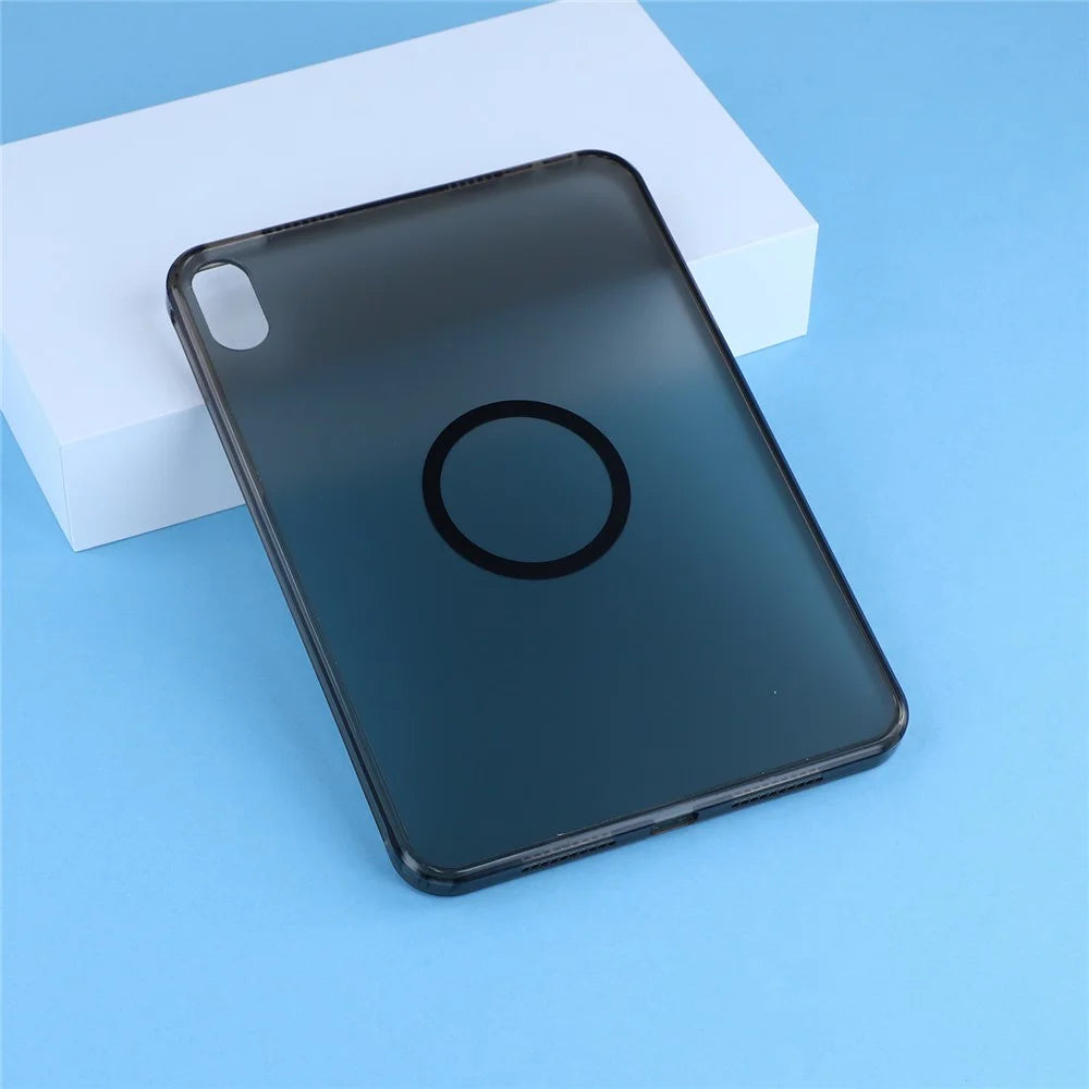 For iPad mini (2024) / (2021) Magnetic Case Skin-touch PC + TPU Anti-drop Cover - Transparent Black - 6