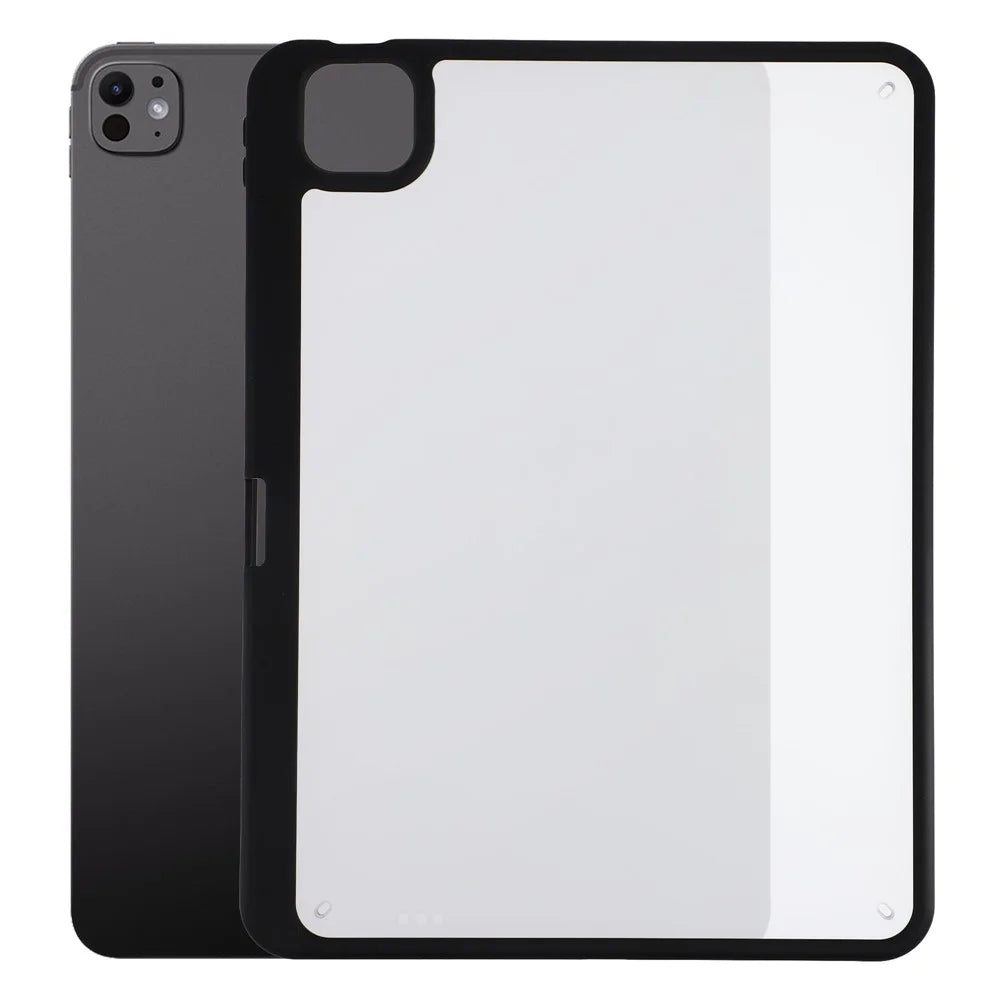 For iPad Pro 11 (2025) / (2024) Case Anti Drop Matte PC + TPU Protective Cover with Pencil Holder - Matte Black - 1