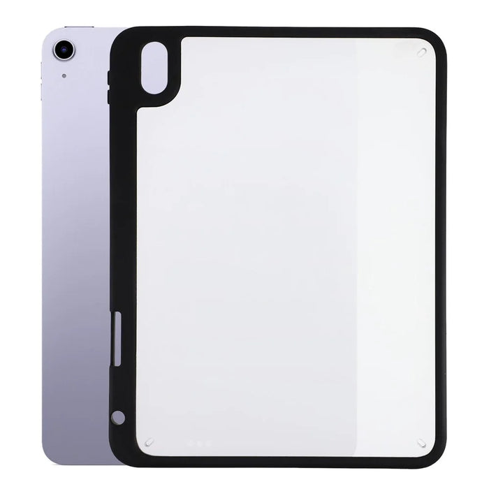 For iPad (2025) / iPad 10.9 (2022) Case Anti Drop Matte PC + TPU Protective Cover with Pencil Holder - Matte Black - 1