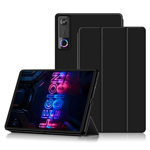 For Lenovo Legion Y700 (Gen 5) Case PU Leather TPU Back Trifold Stand Tablet Cover - Black - 1