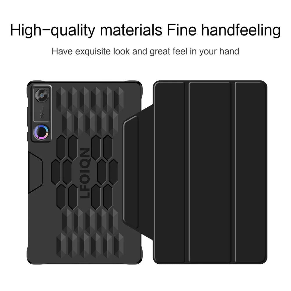 For Lenovo Legion Y700 (Gen 5) Case PU PC Back Trifold Stand Tablet Cover - Black - 3