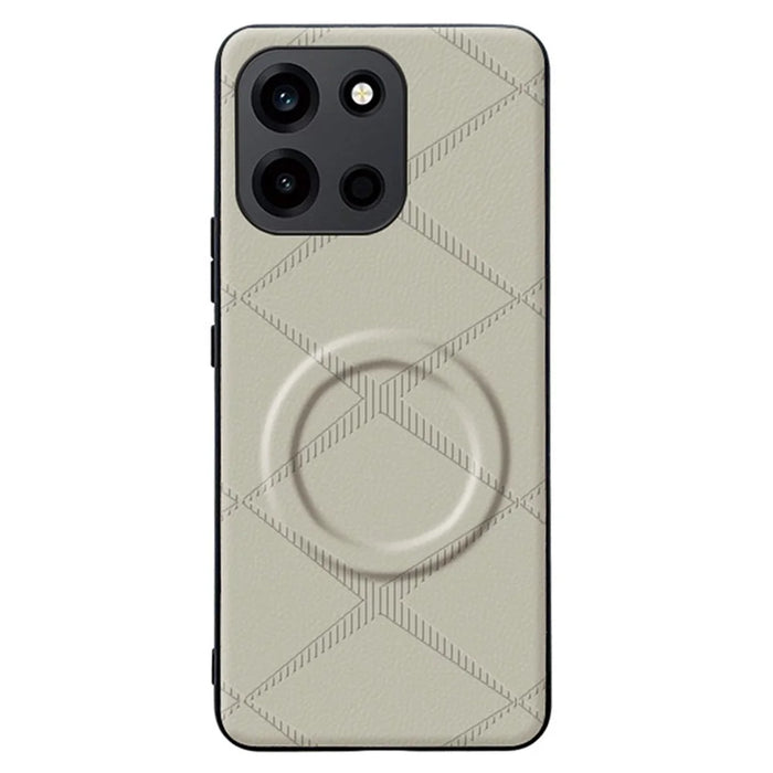 For OnePlus Turbo 6V 5G Magnetic Case X-Patterned TPU PU Leather PC Anti-Drop Phone Cover - Grey - 1