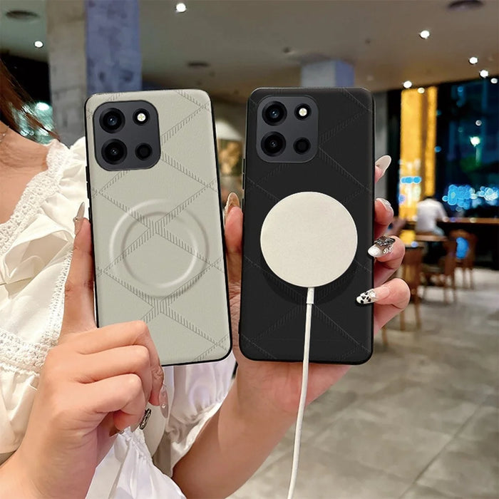 For OnePlus Turbo 6V 5G Magnetic Case X-Patterned TPU PU Leather PC Anti-Drop Phone Cover - Grey - 4