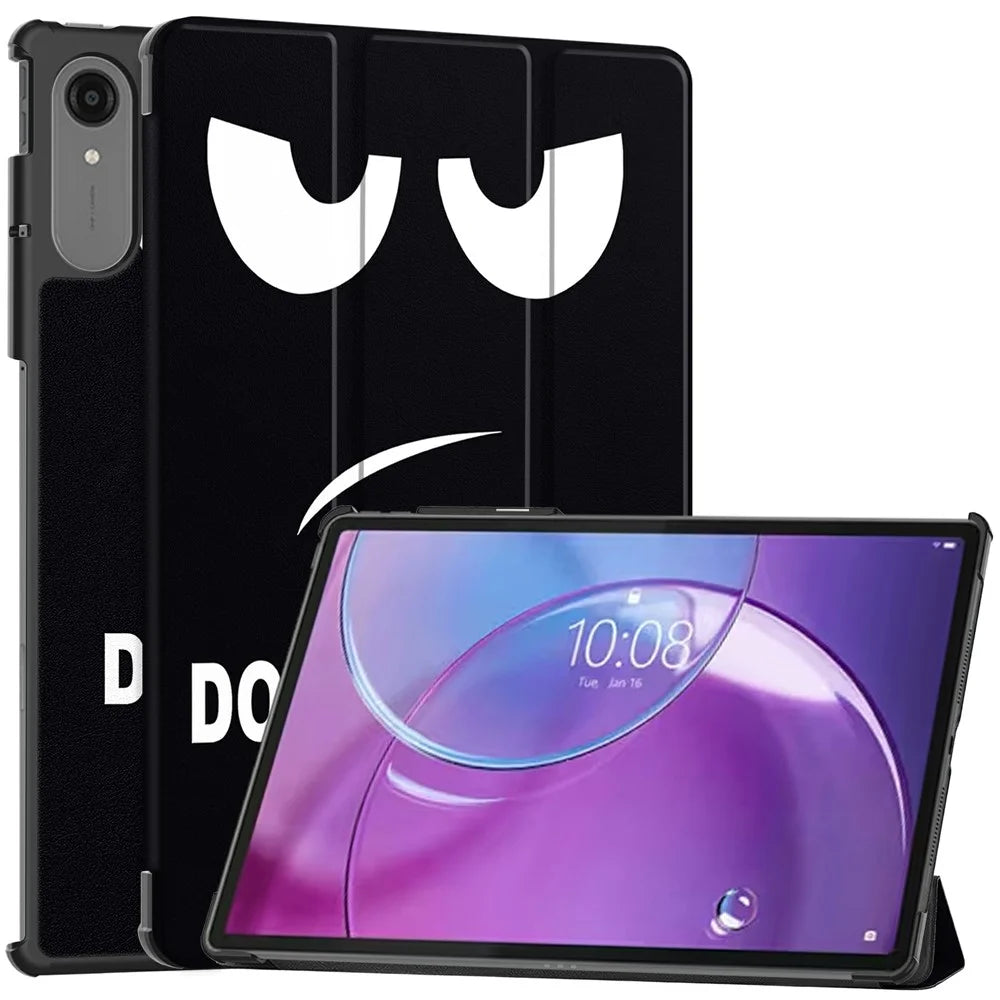 For Lenovo Idea Tab Pro Gen 2 Case Tri-fold Stand Pattern Print Leather Tablet Cover - Don't Touch Me - 1