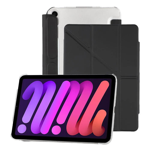 Case for iPad mini (2024)  /  (2021) Clear Hard Shell with Pencil Holder Smart Sleep Wake Stand Protective Cover - Black - 1