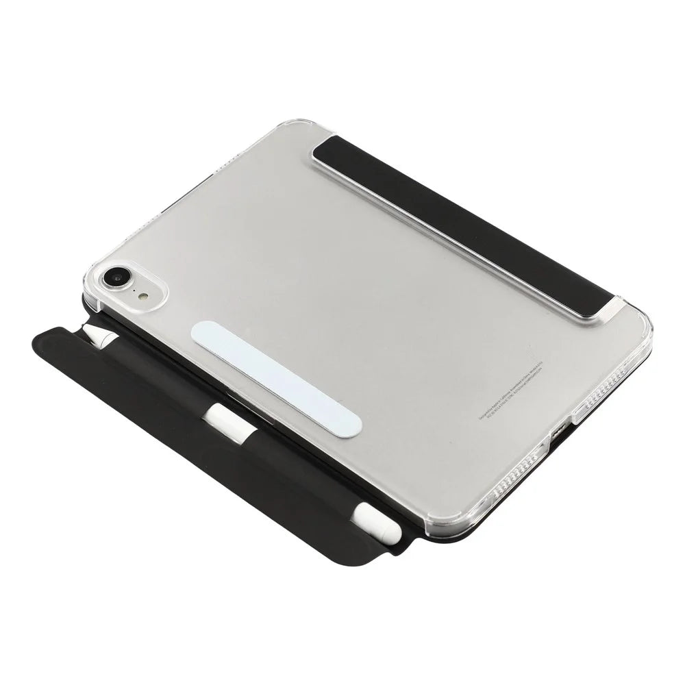 Case for iPad mini (2024)  /  (2021) Clear Hard Shell with Pencil Holder Smart Sleep Wake Stand Protective Cover - Black - 5