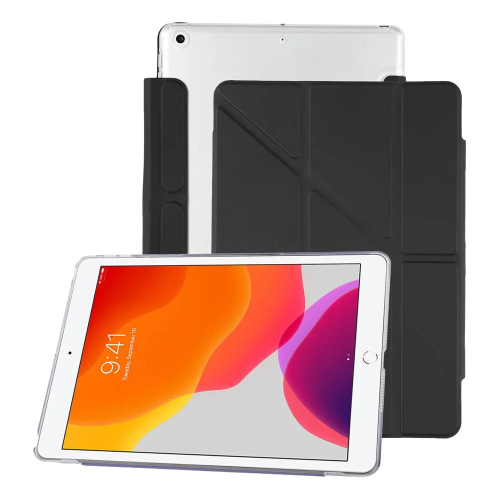 Case for iPad 10.2 (2021)  /  (2020)  /  (2019) Clear Hard Shell with Pencil Holder Smart Sleep Wake Stand Protective Cover - Black - 1