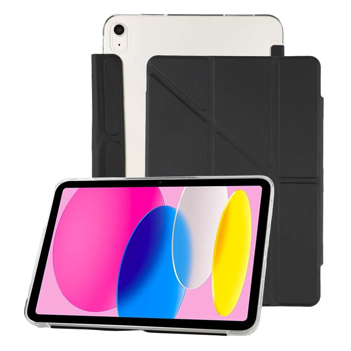 Case for iPad (2025)  /  10.9 (2022) Clear Hard Shell with Pencil Holder Smart Sleep Wake Stand Protective Cover - Black - 1