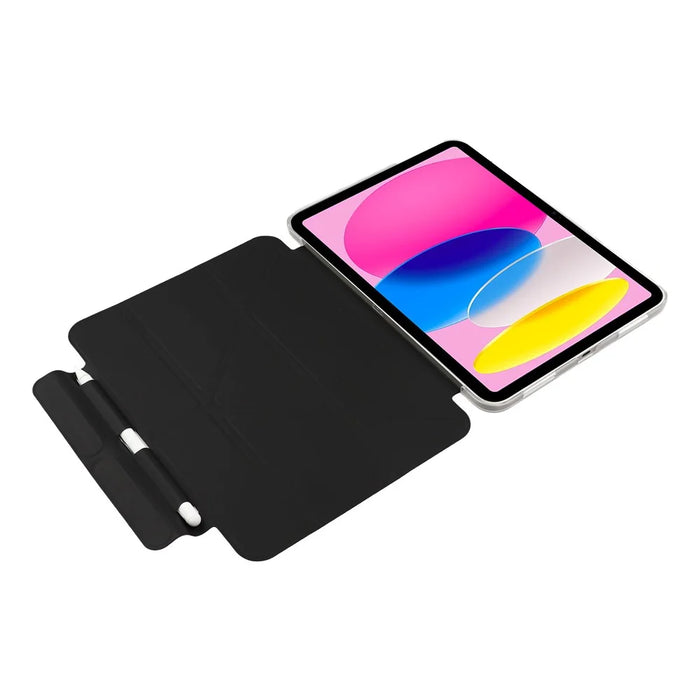 Case for iPad (2025)  /  10.9 (2022) Clear Hard Shell with Pencil Holder Smart Sleep Wake Stand Protective Cover - Black - 2