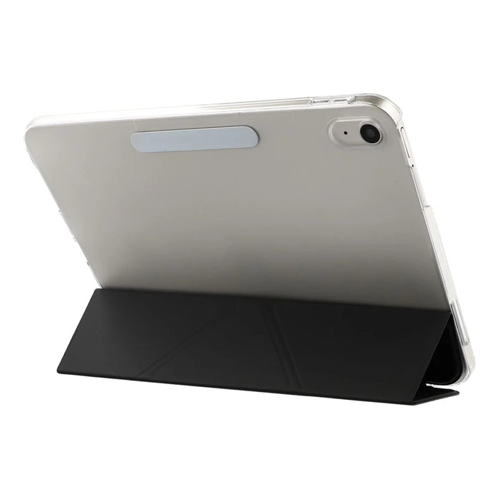 Case for iPad (2025)  /  10.9 (2022) Clear Hard Shell with Pencil Holder Smart Sleep Wake Stand Protective Cover - Black - 3