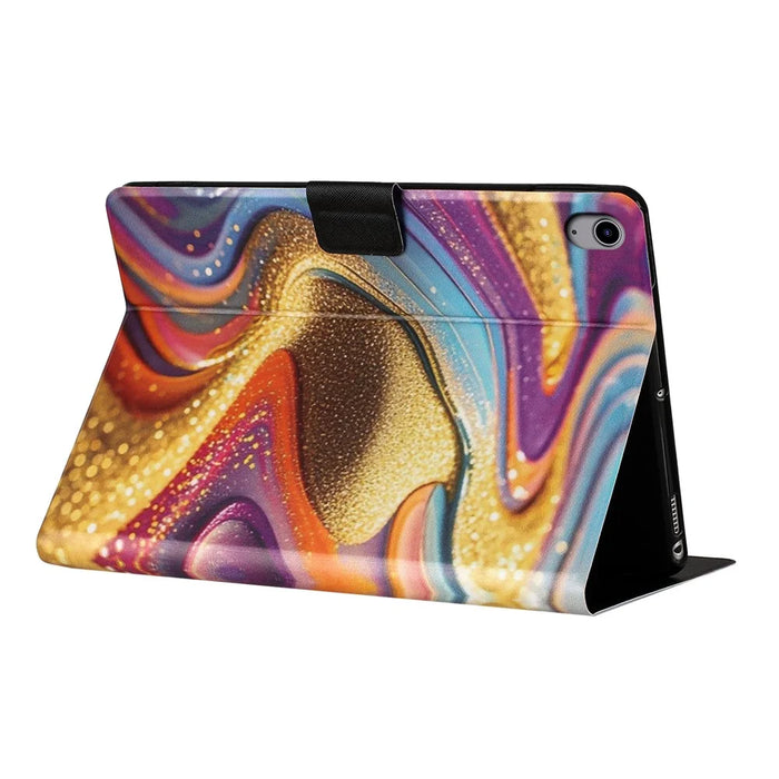 Tablet Case for iPad (2025)  /  10.9 (2022) Litchi Texture TPU + PU Leather Protective Cover - Golden Sand - 4