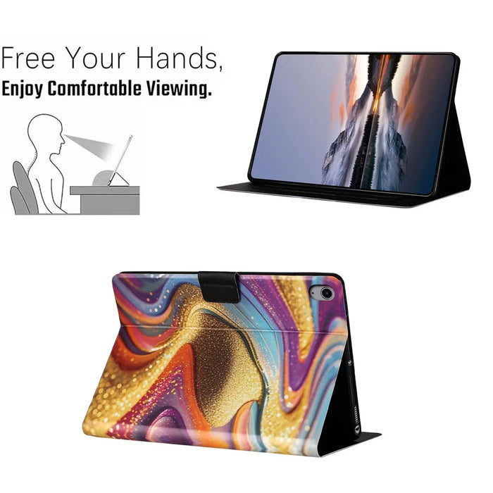 Tablet Case for iPad (2025)  /  10.9 (2022) Litchi Texture TPU + PU Leather Protective Cover - Golden Sand - 5