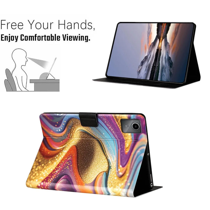 Tablet Case for Lenovo Tab M11  /  Xiaoxin Pad 11 2024 Litchi Texture TPU + PU Leather Protective Cover - Golden Sand - 5