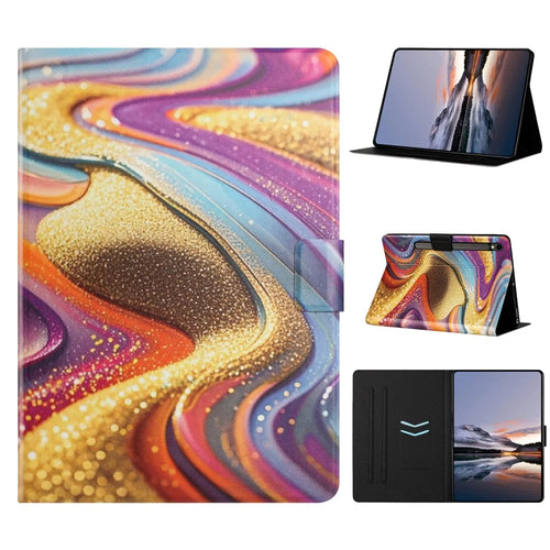 Tablet Case for Samsung Galaxy Tab S10 FE  /  S10 Lite  /  S9  /  S9 FE Litchi Texture TPU + PU Leather Protective Cover - Golden Sand - 1