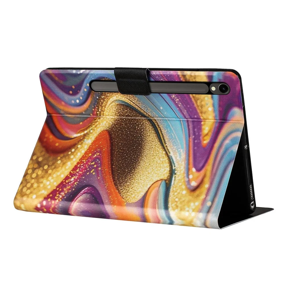 Tablet Case for Samsung Galaxy Tab S10 FE  /  S10 Lite  /  S9  /  S9 FE Litchi Texture TPU + PU Leather Protective Cover - Golden Sand - 4