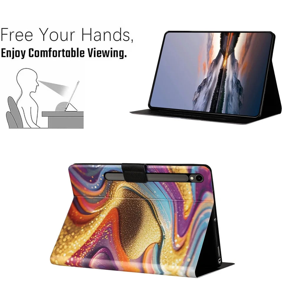 Tablet Case for Samsung Galaxy Tab S10 FE  /  S10 Lite  /  S9  /  S9 FE Litchi Texture TPU + PU Leather Protective Cover - Golden Sand - 5