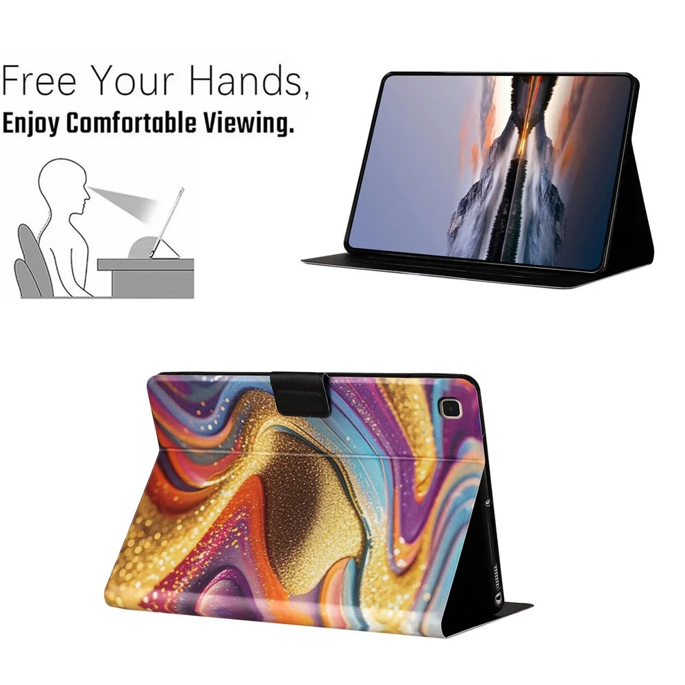 Tablet Case for Samsung Galaxy Tab S6 Lite (2024)  /  (2022)  /  (2020) Litchi Texture TPU + PU Leather Protective Cover - Golden Sand - 5