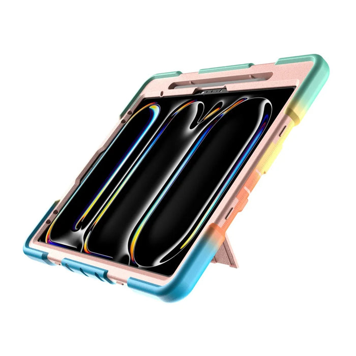 Tablet Case For iPad Pro 13 (2025)  /  (2024) with Kickstand PC + Silicone Shockproof Protective Cover - Rainbow Pink - 5