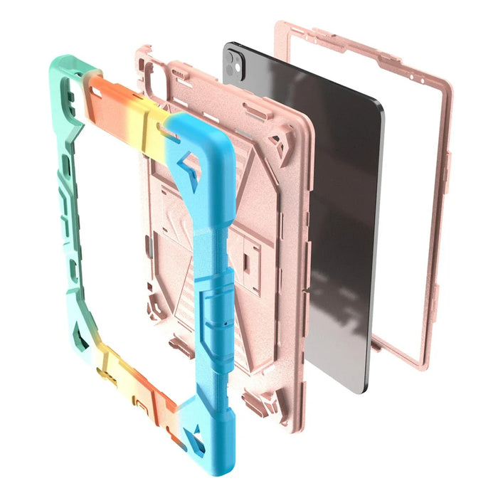 Tablet Case For iPad Pro 13 (2025)  /  (2024) with Kickstand PC + Silicone Shockproof Protective Cover - Rainbow Pink - 7