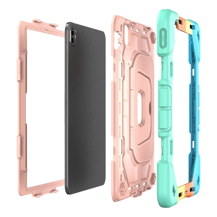 Case For iPad Pro 11 (2025)  /  (2024) Kickstand Silicone + PC Shockproof Protective Tablet Cover - Rainbow+Pink - 6
