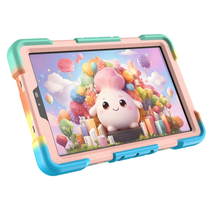 For Lenovo Tab K9 Tablet Case with Kickstand PC + Silicone Shockproof Protective Cover - Rainbow+Pink - 3