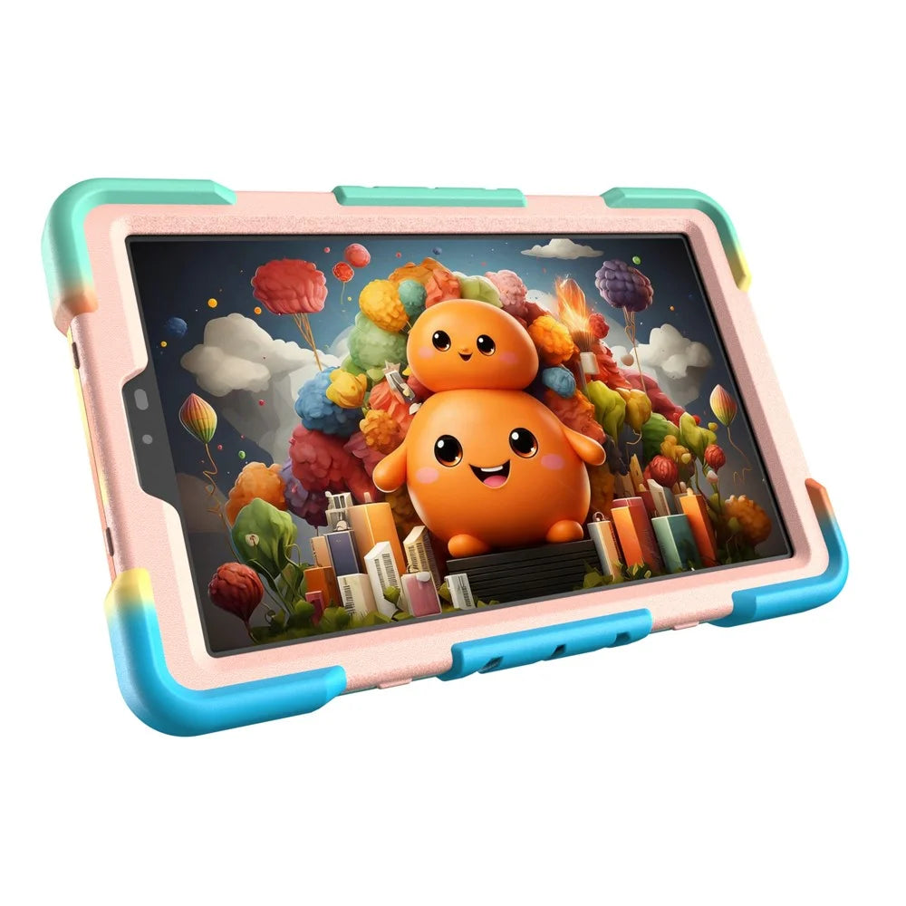 For Lenovo Tab K9 Case with Kickstand Wrist Strap PC + Silicone Tablet Cover - Rainbow+Pink - 5