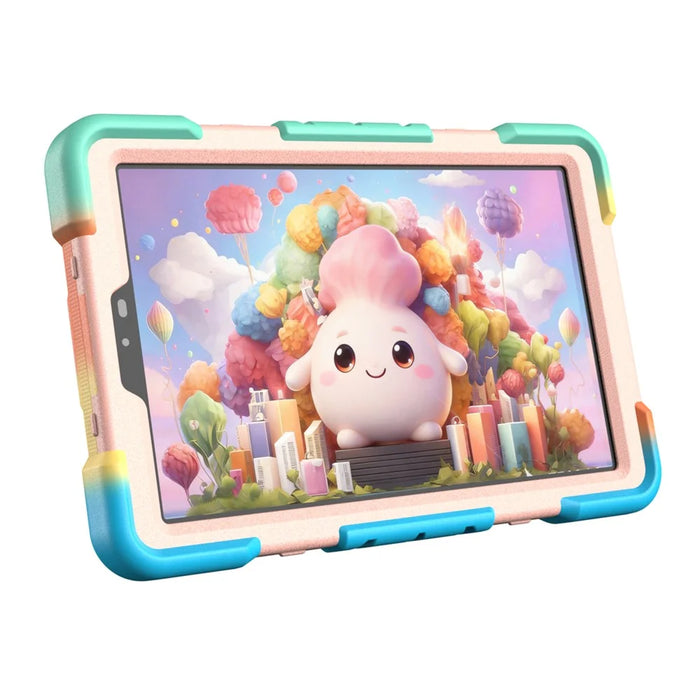 For Lenovo Tab K9 Case with Hand Grip Kickstand PC + Silicone Tablet Cover - Rainbow+Pink - 4