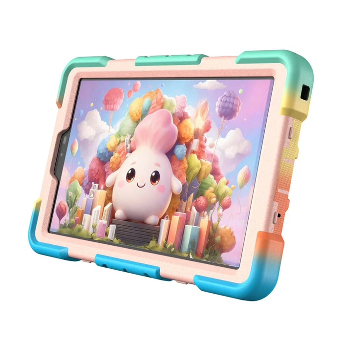 For Lenovo Tab K9 Case with Hand Grip Kickstand PC + Silicone Tablet Cover - Rainbow+Pink - 5