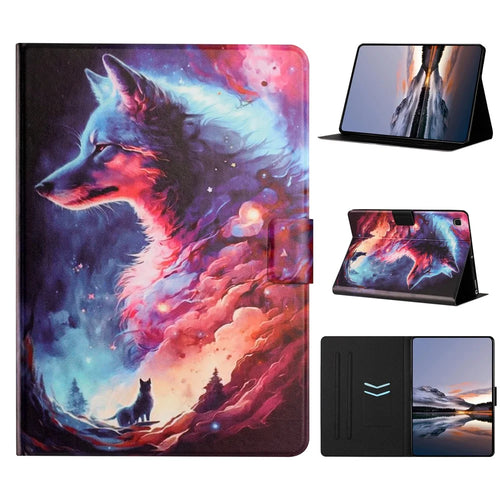 For Samsung Galaxy Tab A 10.1 (2019) Tablet Case Litchi Texture TPU + PU Leather Protective Cover - Colorful Wolf - 1