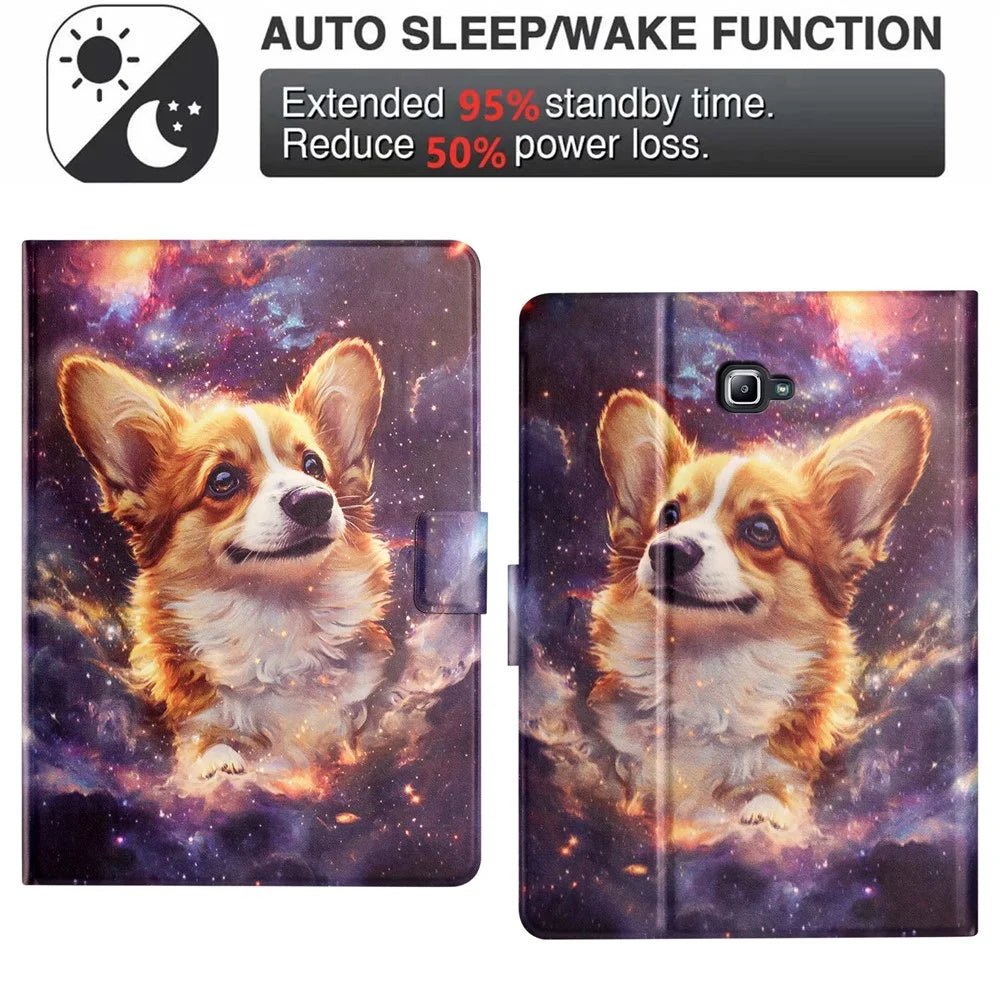 For Samsung Galaxy Tab A 10.1 (2016) Tablet Case Litchi Texture TPU + PU Leather Protective Cover - Corgi - 6