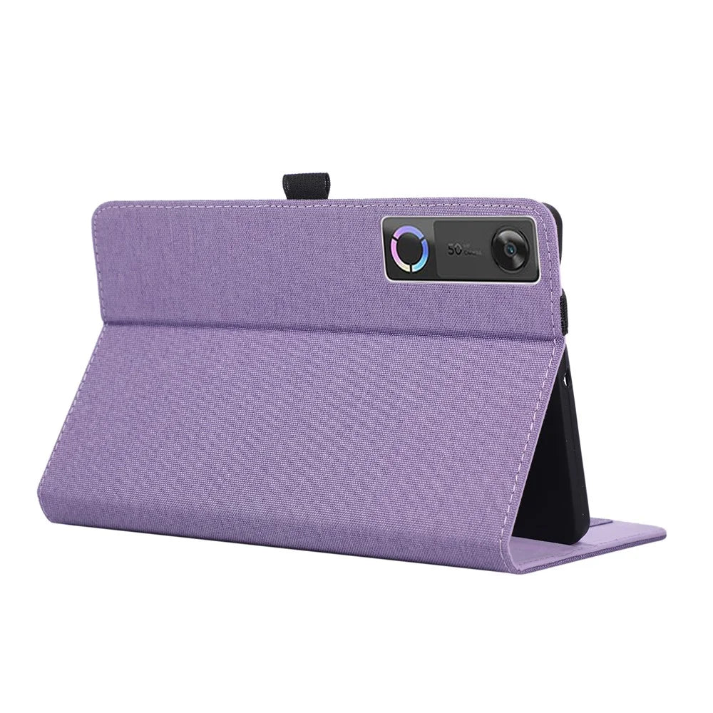 For Lenovo Tab Gen 5 / Legion Y700 (Gen 5) Case with Stand Card Holder Cloth Texture Leather Tablet Cover - Purple - 2