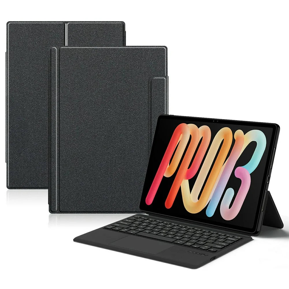For Lenovo Xiaoxin Pad Pro 13 Leather Case + Touchpad Bluetooth-Compatible Keyboard (without Backlit) - Black - 1