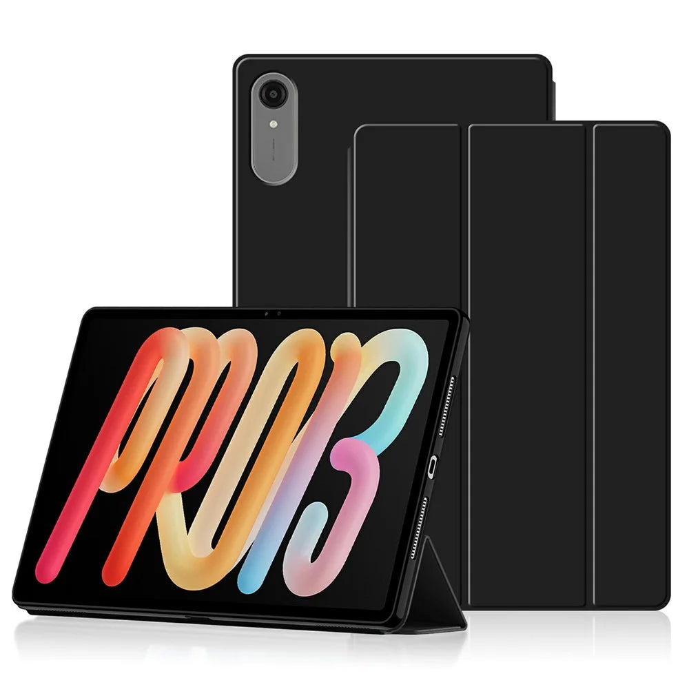 For Lenovo Xiaoxin Pad Pro 13 Case PU Leather TPU Back Trifold Stand Tablet Cover - Black - 1