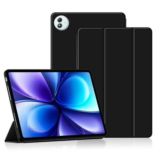 For vivo Pad6 Pro Case PU Leather TPU Back Trifold Stand Tablet Cover - Black - 1
