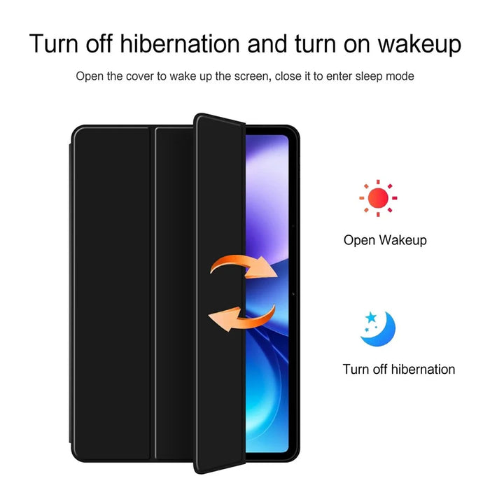 For vivo Pad6 Pro Case PU Leather TPU Back Trifold Stand Tablet Cover - Black - 4