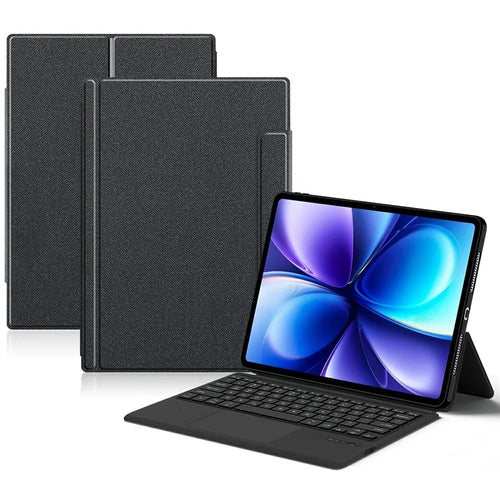 For vivo Pad6 Pro Leather Case + Touchpad Bluetooth-Compatible Keyboard (without Backlit) - Black - 1