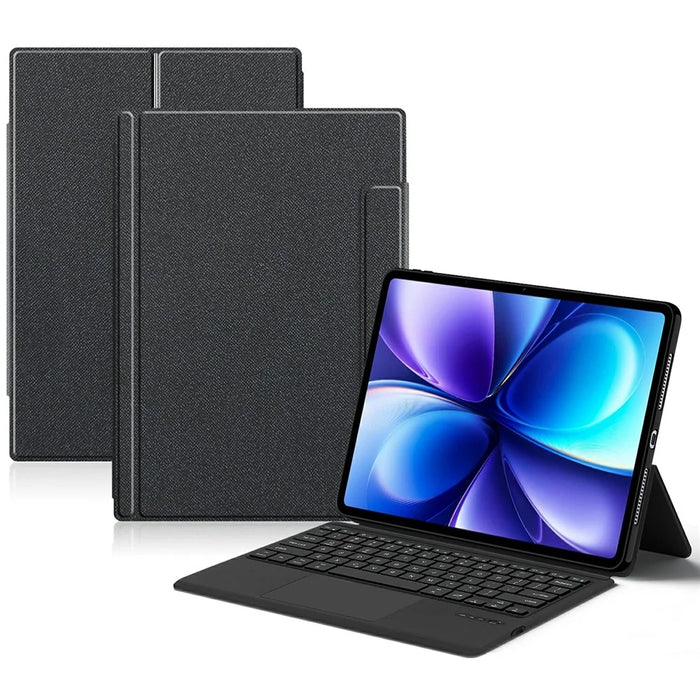 For vivo Pad6 Pro Leather Case + Touchpad Bluetooth-Compatible Keyboard (without Backlit) - Black - 1