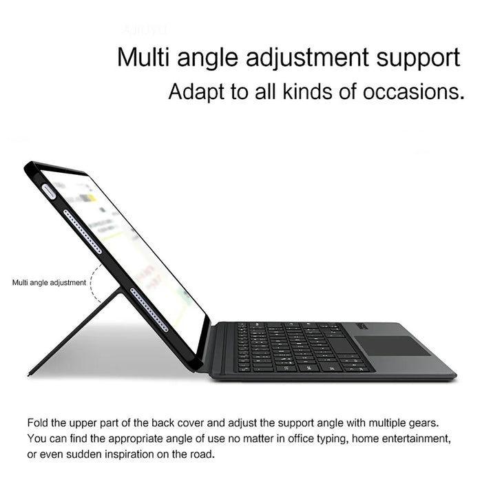 For vivo Pad6 Pro Leather Case + Touchpad Bluetooth-Compatible Keyboard (without Backlit) - Black - 6