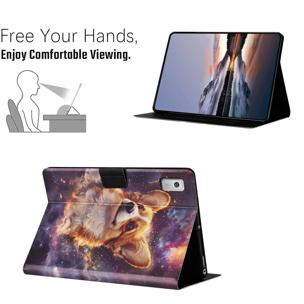 For Lenovo Tab M9 Tablet Case Litchi Texture TPU + PU Leather Protective Cover - Corgi - 5