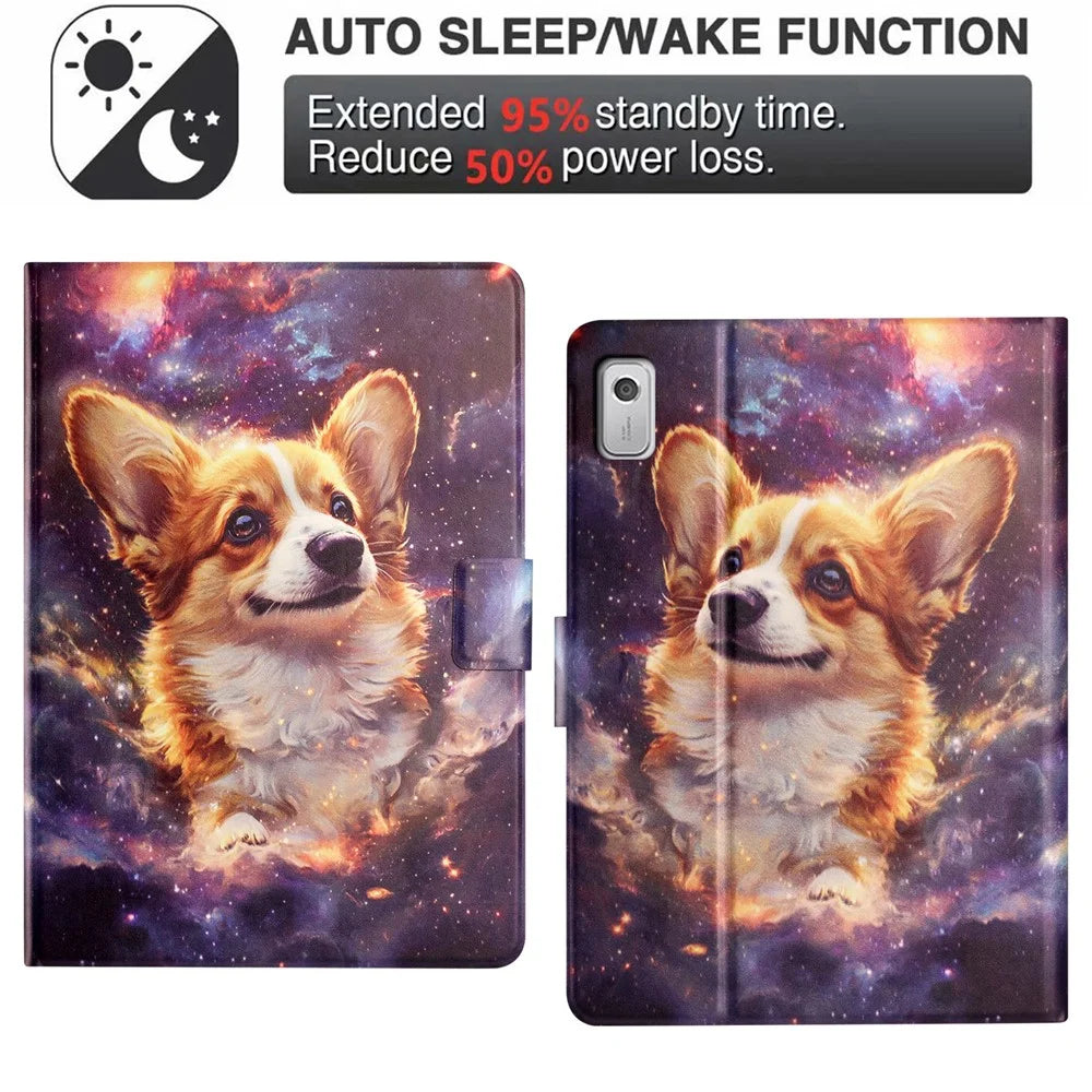 For Lenovo Tab M9 Tablet Case Litchi Texture TPU + PU Leather Protective Cover - Corgi - 6