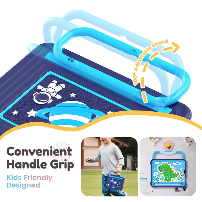 Kids Tablet Case for iPad mini (2024)  /  (2021) Silicone PC Cover with Kickstand  /  Shoulder Strap - Navy Blue - 7
